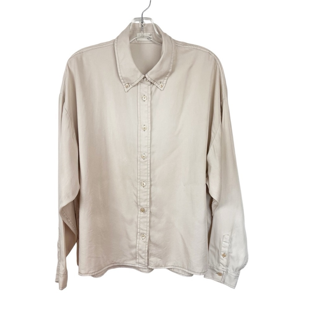 Wilfred Free | Relaxed Fit Long Sleeve Off-White Shirt Blouse Size Medium